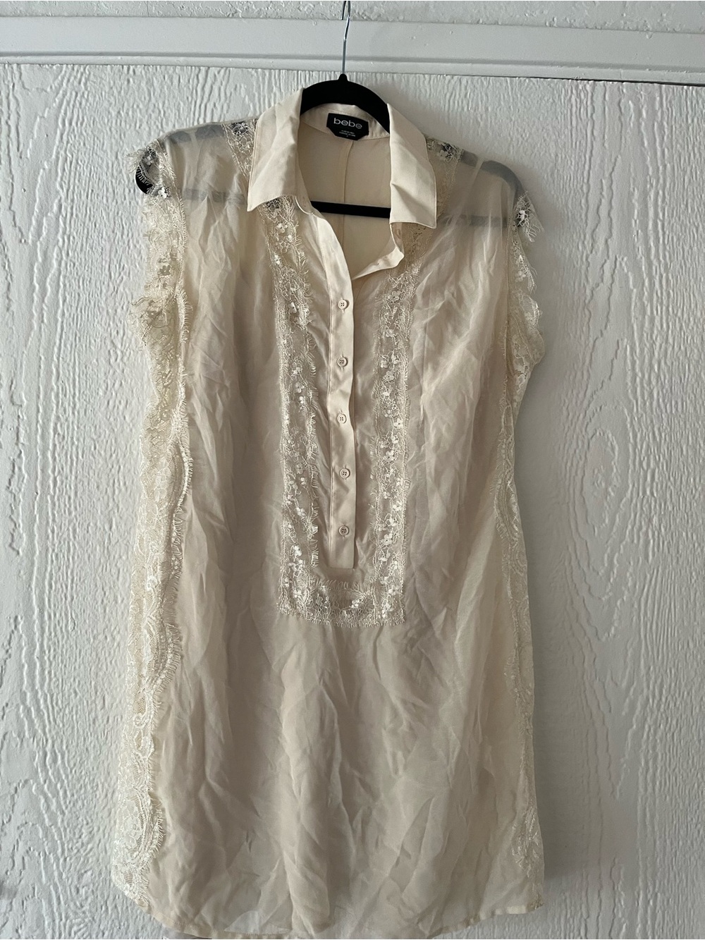 bebe Light Cream Sheer Blouse